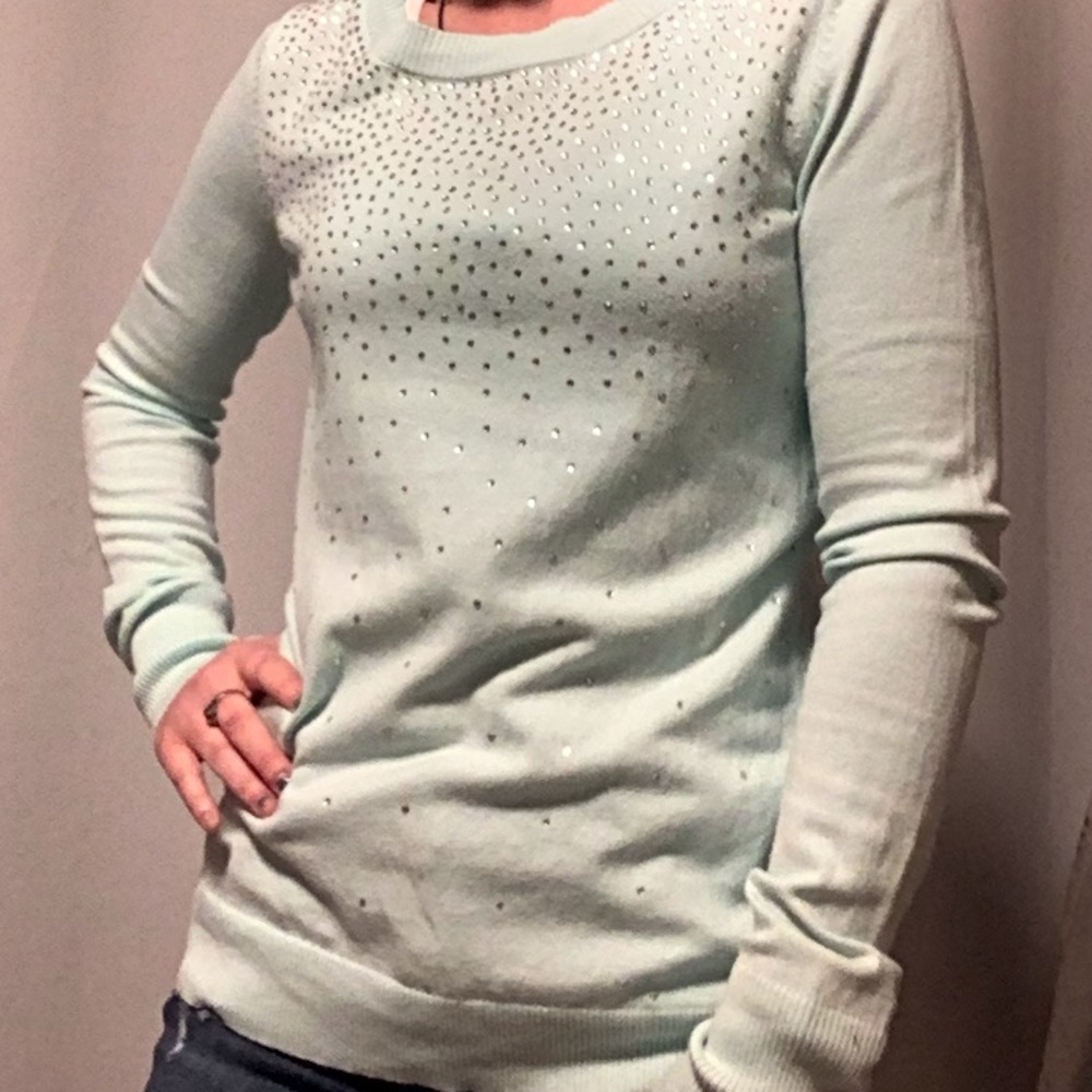 Women’s Express Seafoam with Rhinestones Sweater